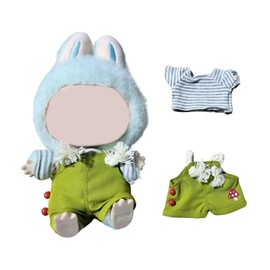 Clothes for 17cm Doll Bib Pant Sets for Dolls Accessories Stylish Kawaii Outfit Set Suitable for 15cm or 17cm Doll Clothing Set Replacement (Mushroom Bib Pant Set)