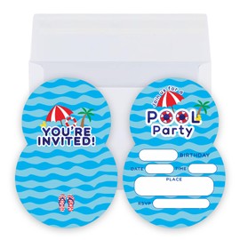 Dinggaogao 4x6 Inch Swimming Party Invitations with 20 Envelopes - Summer Birthday Pool Party Invite Cards,Beach Theme, Double-Sided,Game Party Decoration(20 invitations + 20 Envelopes)