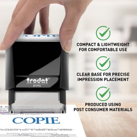 "Trodat Printy 4911 Self-Inking Stock Stamp-"COPIE" Blue pad, Climate Neutral, Up to 65% Recycled Plastic