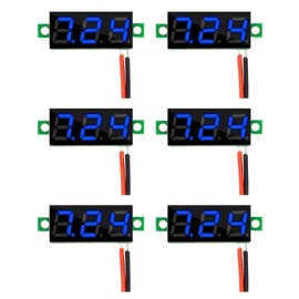 HUAZIZ Pack of 6 0.28 Inch Mini Digital Voltmeter, LED Display Voltmeter, Measuring Range DC 2.4-30 V, Two Wire Voltage Tester, Reverse Polarity Protection and Accurate Pressure Measurement (Blue)