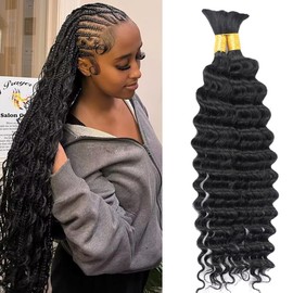 22 Inch Deep Wave Human Braiding Hair Wet and Wavy for Braiding Bulk Human Hair Curly Extension 2 Pack/110g