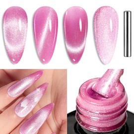 beetles Cat Eye Gel Polish 15ml Pink Cat Eye Gel Nail Polish with Magnet Pink Velvet Gel Nail Polish Silver Shimmer Soak Off Uv Led Home Diy Manicure