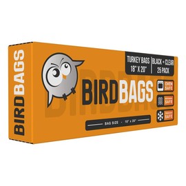BirdBags Turkey Bags, 18” x 20” 25 Pack, Black & Clear USA & EU-Approved, Freezer Safe, Oven Safe, Great Heat-Safe 450*F Cooking Bags for Oven & Turkey Brining, Heavy Duty Oven Bags for Turkey