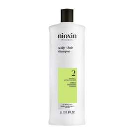 Nioxin Scalp + Hair System 2 Shampoo - Deep Cleansing Shampoo for Untreated, Visibly Thinning Hair - With Biotin, Caffeine & Niacinamide (1 L)