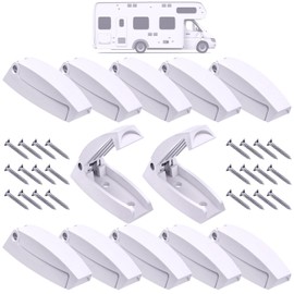 Timtin 12 Pack RV Door Holder Clip, RV Baggage Door Latch Catch, White Plastic Camper Storage Spring Clip Compartment Catch Holder with Screws for Camper Trailer Motorhome Vans Travel Room