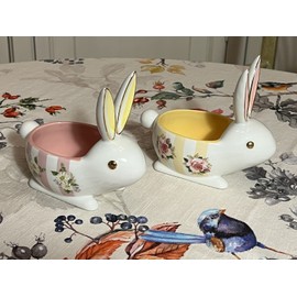 MacKenzie-Childs Mackenzie Childs Wildflowers Bunnie Dishes (set of 2)  Brand New!