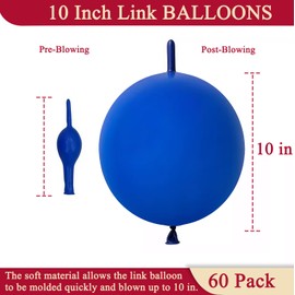 LFCXHTY 60 Pcs Link Balloons 10 Inch Quick Link Balloons for Birthday Wedding Party Festival Decorations (Blue)