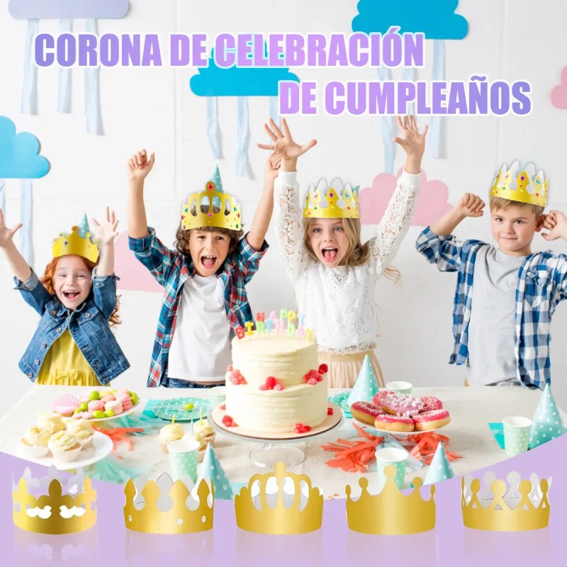 83pcs Coronas Rey Diy De Carton Dorada Fiesta Con Calcomanía