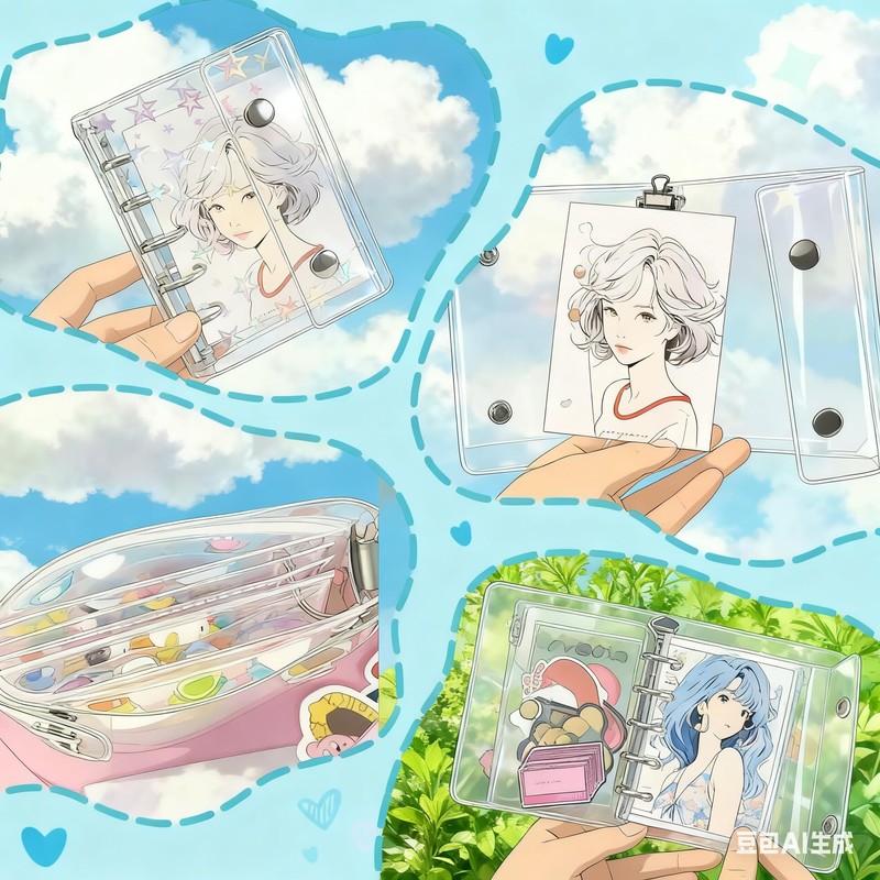 Transparent Girl Sticker Notebook, Removable, A7 Size, 6 Holes, Seal,