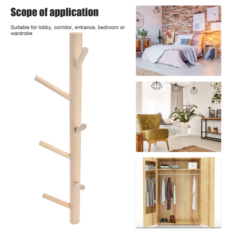 Punch Free Wall Mounted Coat Rack Towel Hanger Tree Branch