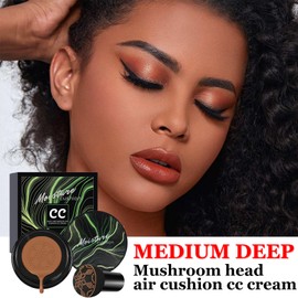 CAHIUYOA Mushroom Head Air Cushion CC Cream BB Cream Mushroom Head Foundation Full Coverage Foundation Makeup Long Lasting Moisturize Matte Concealer - 06 Medium Deep