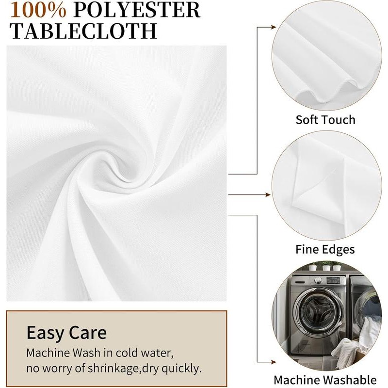 10 Pack Polyester Tablecloth,Polyester Table Cloth for Rectangle/Round Tables, Stain