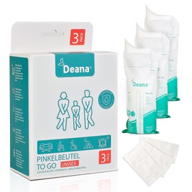 Deana Pee Bag Toilet for On the Go 800 ml Pack of 3 - Emergency Toilet for Women, Children, Men - Travel Toilet for Car, Camping and Festivals - Urinal for Women, Urine Bag for Travel