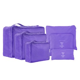 jealkip 6 Set Compression Packing Cubes For Travel,Lightweight Travel Essentials,Luggage Organizers for Suitcase,Travel Accessories Bags for Clothes,Shoes,Electronics,Cosmetics Toiletries (Violet)