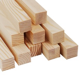 Square Wooden Dowels Wood Dowel Rods for Crafts 1" x 12", 10 PCS Square Wooden Sticks for Crafts, Wood Slats Wood Strips 1 inch Wide, Unfinished Pine Hardwood Sticks for Crafting, Woodworking