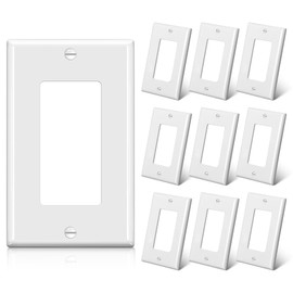BESTTEN 10 Pack 1-Gang Decorator Wall Plate, Standard Size, H4.53” x W2.76”, Unbreakable Polycarbonate Outlet and Switch Cover, White, UL Listed