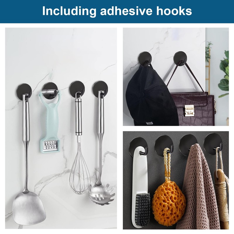 Diesisa Razor Holder for Shower + Adhesive Wall Hooks, Premium