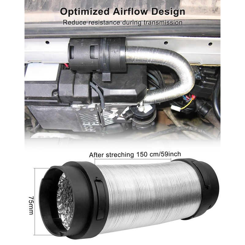 Qnbes 75mm Diesel Heater Ventilation Duct Compatible with Diesel Air