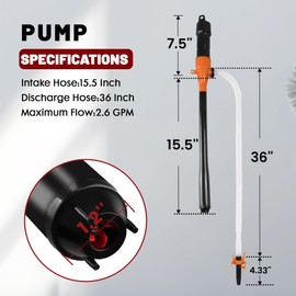 PUMPTOR Fuel Transfer Pump Battery Powered - Portable Gas Pump With Clip - Orange