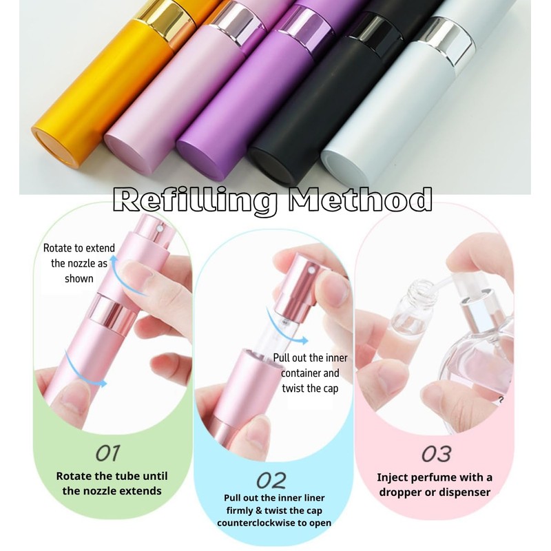 Rotating Empty Perfume Spray Bottle (BlackGoldBlue)
