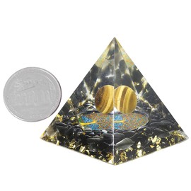 Nupuyai Heilstein Kristall Pyramide Baum des Lebens Edelstein Pyramide Deko mit Tigerauge & Obsidian Stein für Yoga Meditation, Zimmer, Wohnzimmer, Feng Shui Dekor