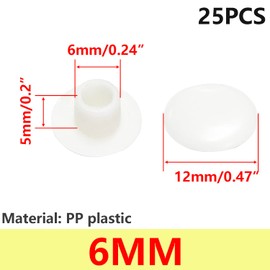 Qrity Pack of 25 White Blanking Plugs, Hole Plugs, Plastic, Cover Caps for Furniture, Drill Hole Cover Caps, Drill Hole Caps, 6 mm