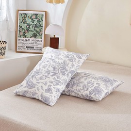 ECOCOTT 2 Pack Pillowcase Queen Size with Vintage Floral Pillow Cases Set, 100% Cotton Queen Pillow Covers Envelope Closure (Queen, 20"x30")