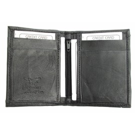 Dangerous Threads Mens Black Leather Lamb Mini Bifold Wallet #779