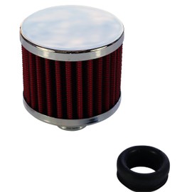 TFI Racing Valve Cover Breather Cap Push In Neck Chrome Element, Red, 1 Inch