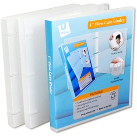 UniKeep 3 Ring View Binder - Binder Case is Fully Enclosed - Available in White, Clear, or Black and in Various Spine Widths (Pack of 3, Clear, 1.0 Inch)