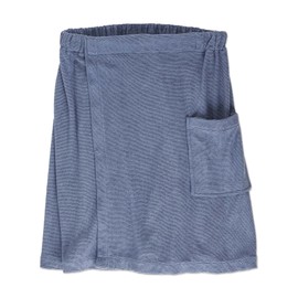 DII Men's Terry Shower Wrap Collection Adjustable with Velcro and Pocket, 54x20, Stonewash Blue