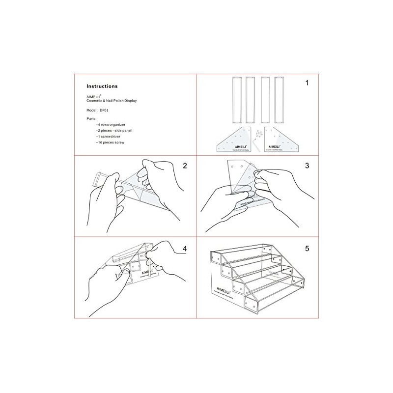 AIMEILI Acrylic Cosmetic & Nail Polish Display Stand Holder