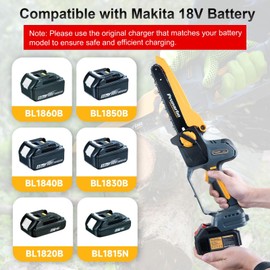 Mini Chainsaw 8 Inch Cordless Hand-held Electric Chain Saw Compatible with Makita 18V Battery Power Pruner Auto Oiler for Tree Wood Cutting Trimming Pruning, PR-E8-Body Only (Battery not included)