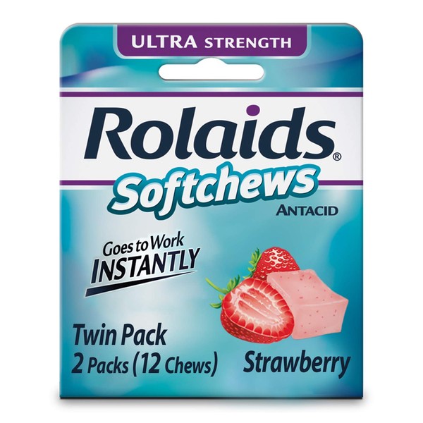 Rolaids Ultra Strength Antacid, 12 Softchews (6 Pack), Strawberry, Ultra Strength Heartburn Relief