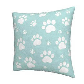 Cute Dog Paws Mint Green Throw Pillow Covers Set of 2 Decorative Pillowcases Soft Pillow Case Cushion Cover for Living Room Bedroom Sofa Couch, 18"X18"