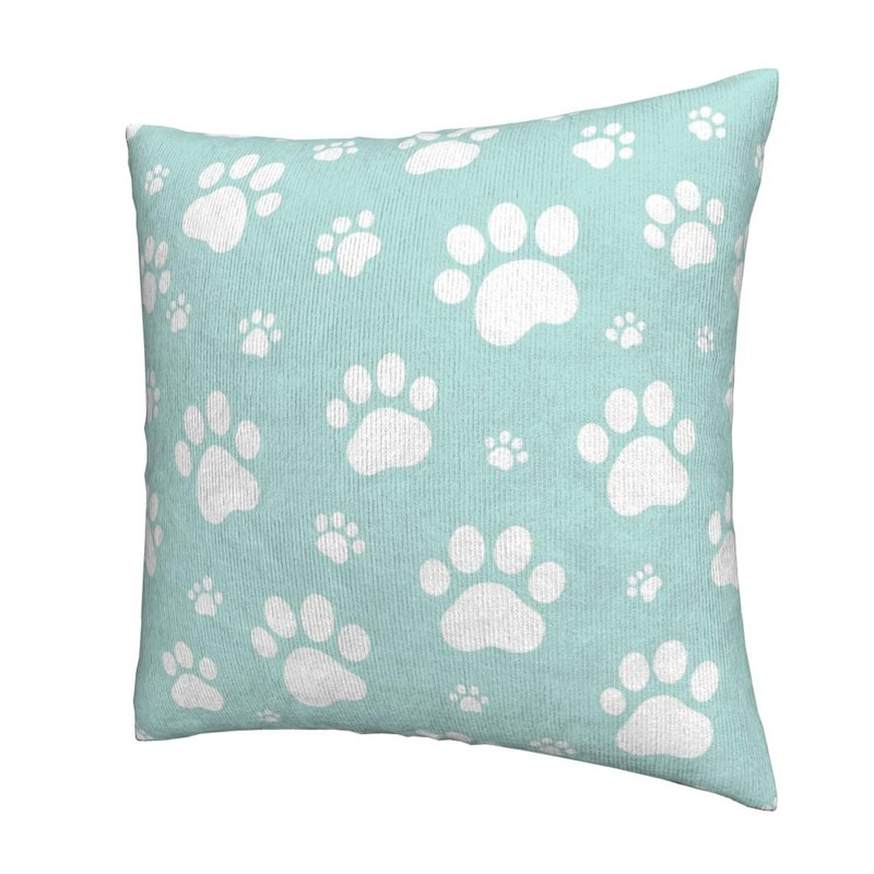 Cute Dog Paws Mint Green Throw Pillow Covers Set of