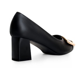 ANN CREEK Women's Pumps Shoes - Chunky Black Heels, Closed Toe, Short Work Heels, Dressy Low Pump, Square Toe, Two Tone 2 Inch Block, Cute Patent Leather Angela Black - 8.5