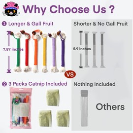 Fokauiwo Kitten Toys, Cat Chew Toy for Teeth Cleaning, Catnip Rope Toys for Indoor Kittens, Interactive Cat Nip Teething Toys for Cats, Kitty Kicker Toy, 6 Pack (Plus 3 Pouches of Catnip)