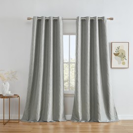 HLC.ME Camden Fashion 100% Full Blackout 2 Layer Winter Heat Thermal Insulated Energy Savings Window Curtain Drapery Long Grommet Panels for Office & Bedroom, Set of 2 (50 W x 96 L, Light Grey/Silver)