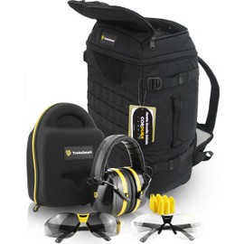 TradeSmart Range Backpack for Handguns, Ammo & Shooting Gear with 3 Lockable Compartments, Ear & Eye Protection Kit Optional