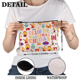 PWHAOO Spanish Teacher Appreciation Gift Club De Maestras Chidas Makeup Bag Spanish Lover Cosmetic Bag Back to S-chool First Day Gift (Club De Maestras Chidas M C)