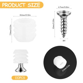 110 Sets M4 x 8mm Kunststoff-Scharnierdübel-Einsätze mit M3.5 x 13mm Schrauben, Scharnier Dübel Einsätze,Kunststoffdübel Scharnier-Erweiterungsdübel Set zum Reparieren Fixieren Türscharniere Schrank