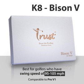 Trust Golf Ball I K8 Bison V I Urethane Cover with Reactive Core I 3-Pcs I Fit to Swing Speed 95 mph to 105 mph I White, 12 Balls I