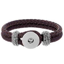 Lovmoment New Bracelets Leather and Metal Bracelets Fit Snaps Charms (Brown)