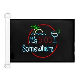 It's 5 o'clock Somewhere Black NAUTICAL Flag 18'' x 12'' - It's five flags 30 x 45 cm - Banner 12x18 in for boat - Drapeau It's 5 o'clock Somewhere apéro AZ FLAG