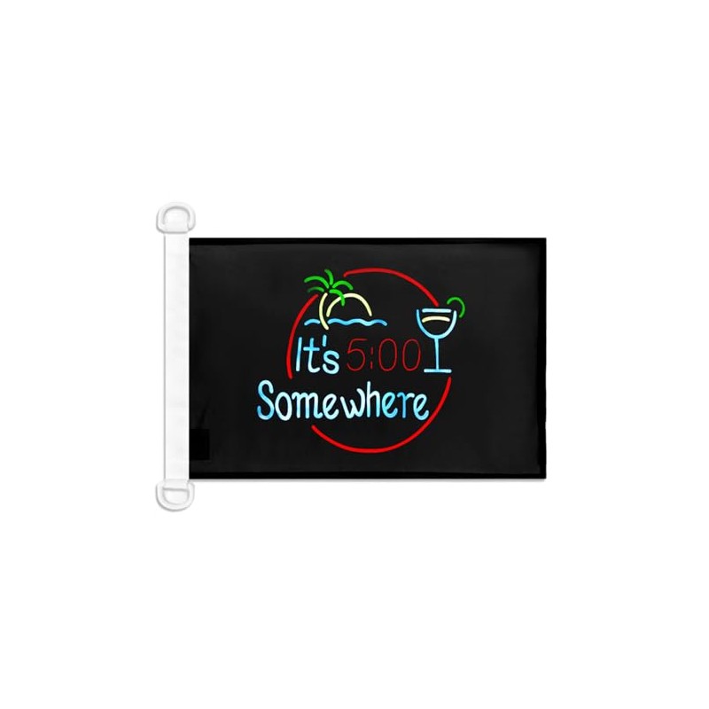 It's 5 o'clock Somewhere Black NAUTICAL Flag 18'' x 12''