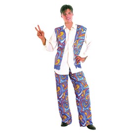 Bristol Novelty AC323 Flower Power Hippy Costume set | For Men | Printed Man, Multicolor, 42-44-Inch