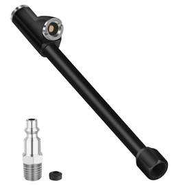 WNCGC Air Chuck 6.2”, 1/4" FNPT Extended Dual Head Closed Tire Chuck with Quick Plug for Tire Inflator Gauge and Air Compressor Accessories (1 Pack)