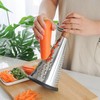 Ciieeo Stainless Steel Vegetable Grater with Wooden Handle - 3-Sided