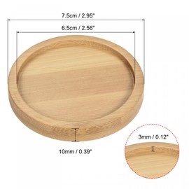 sourcing map Pack of 6 Saucers for Flower Pots 7.5 cm Outer Diameter Bamboo Round Flowers Drip Tray for Indoor Use